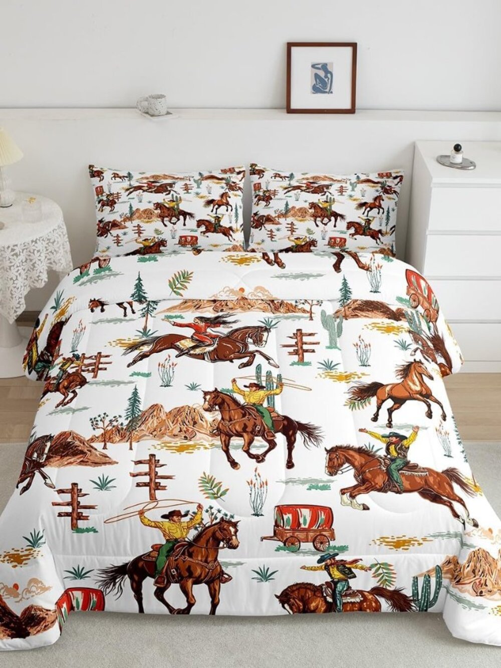 Western Decor Comforter Twin Size Wild Western Cowboy Cowgirl